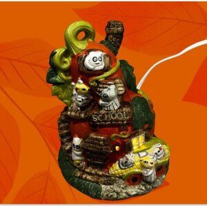 Vintage Lighted Haunted House Porcelain School Halloween Spooky Ghost Mice